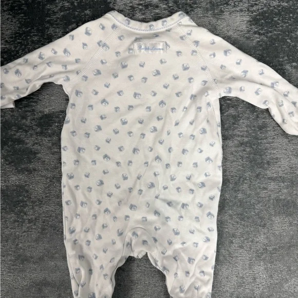Ralph Lauren White and Blue Footie One Piece - Picture 5 of 5